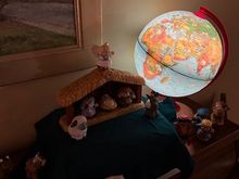 Kate’s Little People nativity. I set it up every year. She used to add dinosaurs and polar bears and giraffes. 