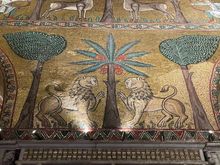 The amazing mosaics aren’t limited to the Cappella Palatina. The royal apartments have some stunners – like these Arab-Norman lions from the chambers of Roger II. These date to the mid 12th Century.