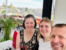 Drinks at the rooftop bar at the Rosewood. 