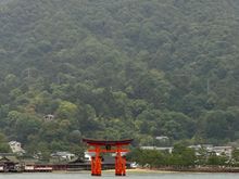 The famous shrine gate standing in water. Visibility depends greatly on the status of the tides. We got it at pretty low tide.