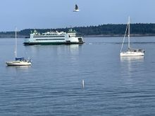 I can't resist a shot of a ferry with sail boats.