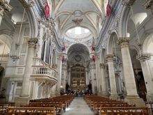 The Duomo di San Giorgio is the main church of Modica. It stands at the top of a 250-step staircase (see previous photo where I noted the bougainvillea). This is the Baroque interior.