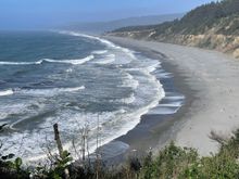 The actual Agate beach.  It looks like a long way down, once you've done it it doesn't seem that far, but it is a hike.