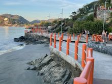 Here is the new walkway or Malecon along the beach.  It also used to be a dirt path at one point, with wooden crates for garbage and little hand writtne signs from school children asking us not to pollute.