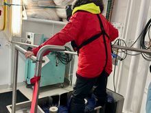 Unfortunately, the Avian Flu has reached the southern hemisphere and is wreaking havoc on the birds and seals. So our ship provided boots get a thorough inspection before leaving the ship and a thorough cleaning upon return. Bio security is taken very seriously. That be Joyce. The natty rainproof and wind proof Helly Hensen jackets are are provided by Hurtigruten and are our souvenir.