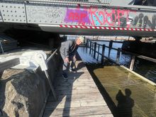 Walking under the bridge