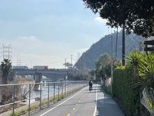 Biking along the LA River - note the freeway in the background!