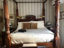 Our bedroom - look at the very high bed! I had to use the step stool every night.