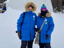 Yury and I about to hike using snowshoes, which have come a long way since the old days.