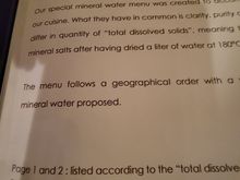 Water menu