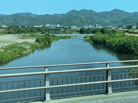 Crossing the Katsura River, taken from the bus.