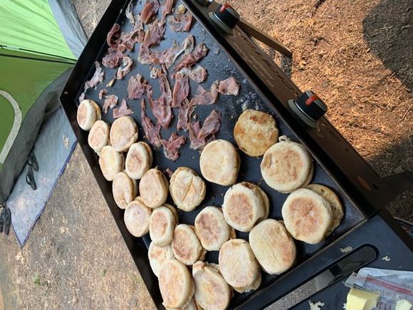 We were in charge of making breakfast on Saturday morning. We made eggs Benedict with prosciutto.