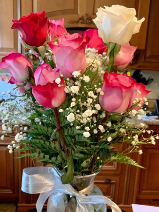Joyce’s anniversary flowers.