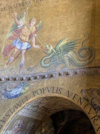 Archangel Michael slays the dragon.  Basilica di San Marco