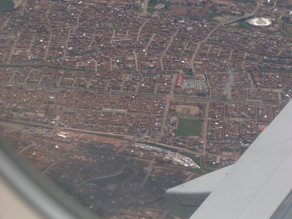 I took this picture from the plane, coming into Cusco Peru, where you  then ( after spending a few days in Cusco)  take the train to Michu Picchu