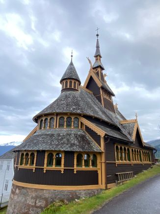 Cute “new” stave church in Balestrand 
