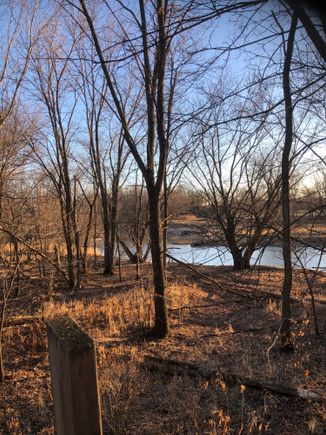 part of the view from my tree stand. I'm not so sure of the wiseness of a babbling river and a 62 year old baldder and prostrate........