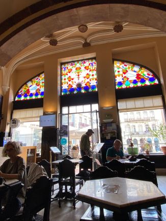 Café Santa Cruz, beside the church. A beautiful old world cafe, perfect for a cup of coffee after a long walk
