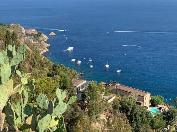 Looking out over the harbor of Taormina