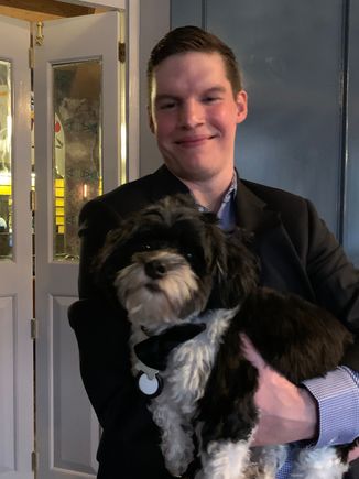 Nephew Eric (32) with Ludo, Mark and Neda’s beloved Havanese.