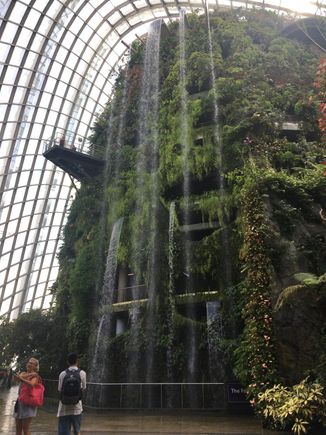 Waterfalls inside the cloud dome