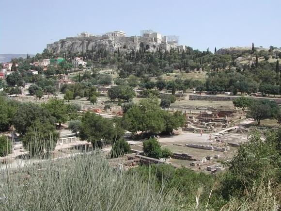Acropolis in Athens, viewing is from the  vallet area below called the Agora