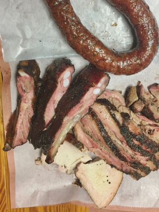 Our order. Please note those horribly “burnt” ribs on the left…