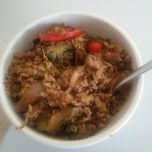 Buddha bowl for lunch today from last night's stir fry dinner. 