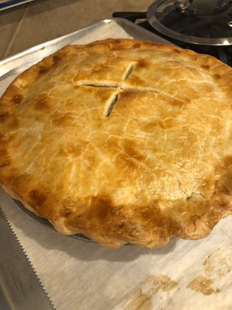 
The finished product.  Now it just has to sit for at least 45 minutes.  This and a salad are WFD.