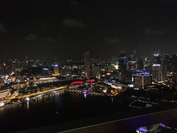 Views from the terrace of the restaurant on top of MBS. 