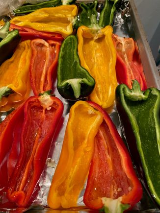 The picture doesn’t do the poblanos and red and yellow peppers justice. 