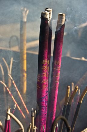 A nine-shot overview to start: incense at the Beijing Buddhist Lamasery.