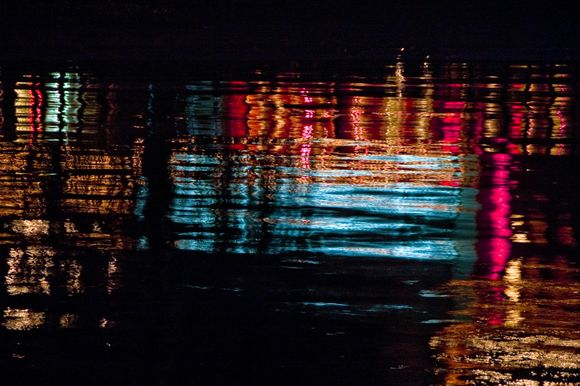 Hong Kong nocturnal water reflection.