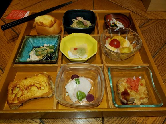 Opening round of our breakfast buffet at Ginza Chosoku Lab.