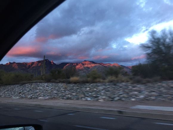 Testing posting a photo.
This was the sunset we saw driving to Spanish class Wednesday after a “ rainy day” in Tucson..