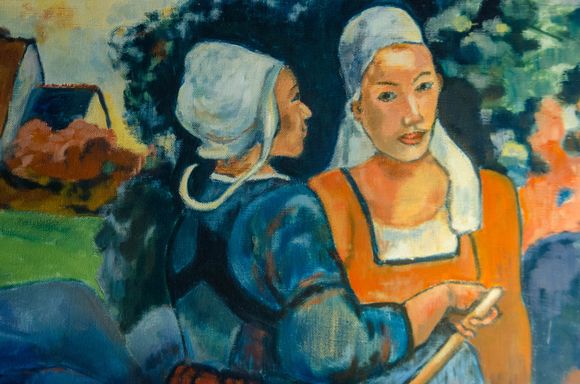 Seen here, two Breton women back in time. This iconic Breton painting was an impressive copy, and was as part of our Quimper rental apartment ('Faubourg de Corentin') decor. Pretty sure that our excellent landlady Annie Hervey either painted it by hand herself, or had an artistic relative who did it. 