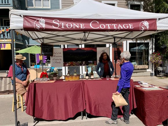 Street fair with Joyce tasting some surprisingly nice Colorado wines. Bought a Chardonnay and a Shiraz.