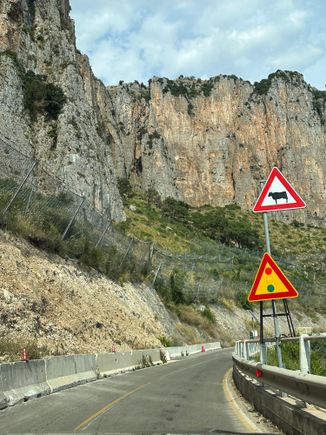 Typical road around Maratea, Basilicata..easy driving despite the impression given by photo.  