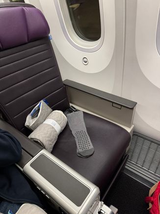 Notice the wider seats! PE for us was well worth the extra cost on these long flights.