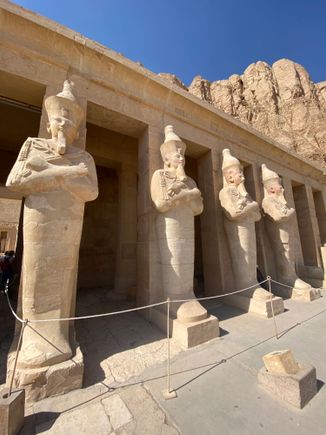 All the statues are of Hatshepsut - note that they have beards