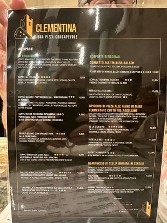 Pizza menu at CLEMENTINA in Fiumicino