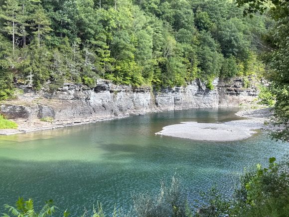 The Schoharie Creek running along the edge of the campground. Disastrous 
flooding in the area from Irene in August 2011.