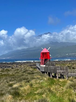 The views of Pico Mountain from Lajes are beautiful