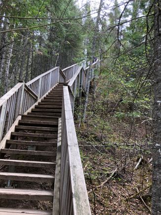 Nasty nasty staircase, 180 steps straight up. Leading to Devils Canyon water falls.