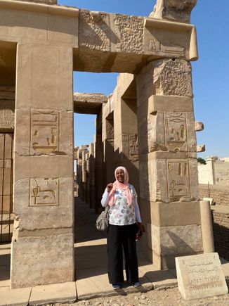 Fatima by the temples on the southern tip of Elephantine Island