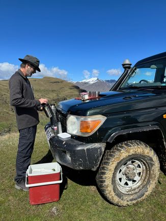 Brent, our guide and driver, making us coffee