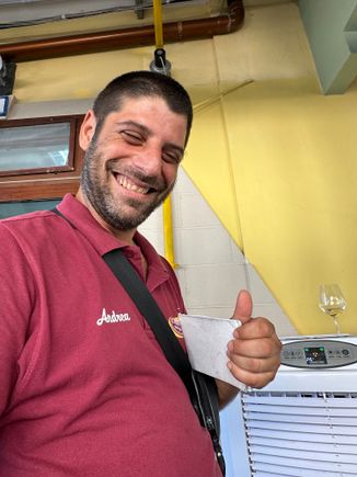 Friendly waiter..he remembered us from last May, when we had the Same lunch!!