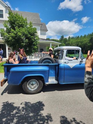 1956 GMC and grankids. I was too tired to decorate the teuck this year.