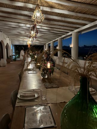 Communal dining table at our hotel.