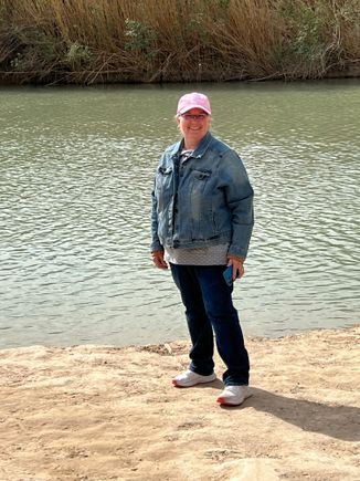 Mrs Z at the Rio Grande River.